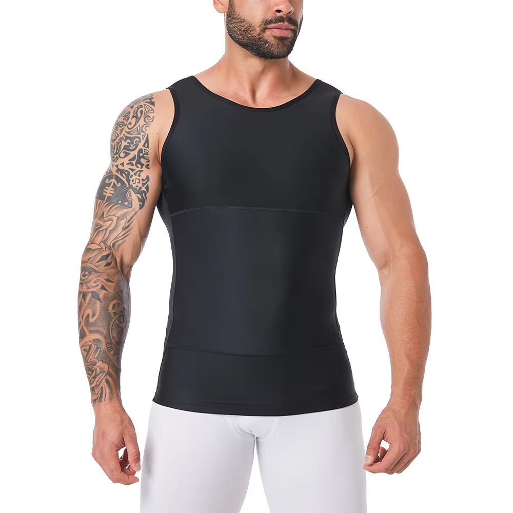Mens Compression Tank Top  Body Shaper With Tummy Control  Chest Support 7