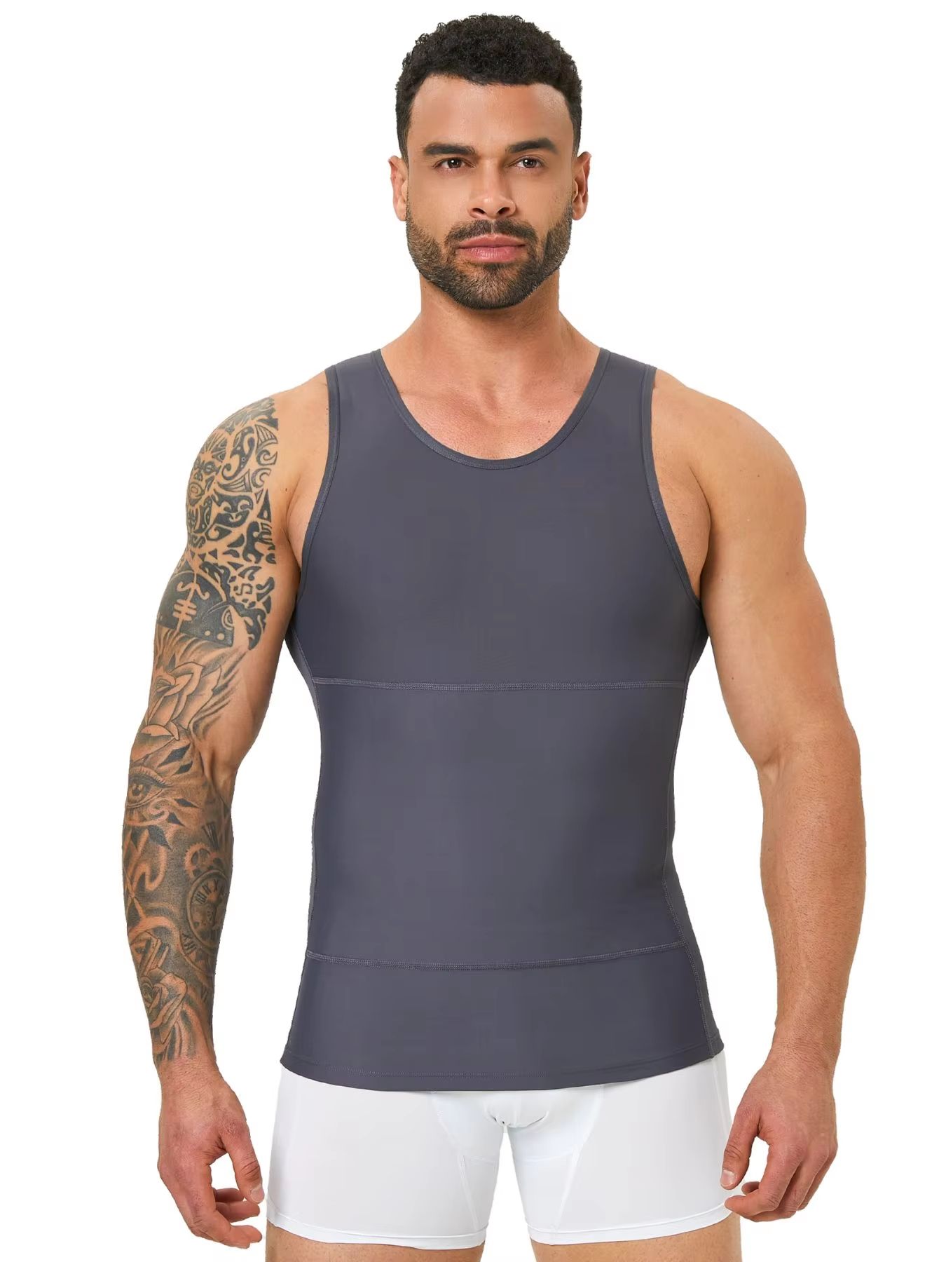 Mens Compression Tank Top  Body Shaper With Tummy Control  Chest Support 8