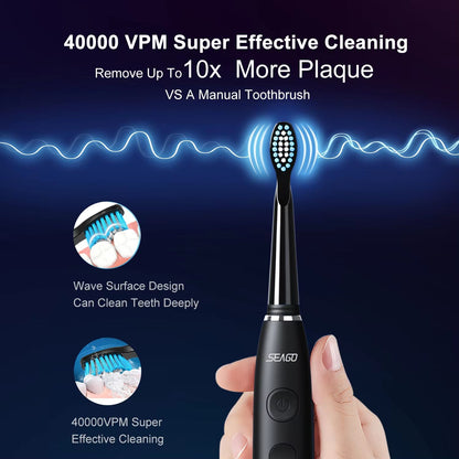 Seago Sonic Electric Toothbrush  USB Rechargeable With 360Day Battery  Travel Case 2