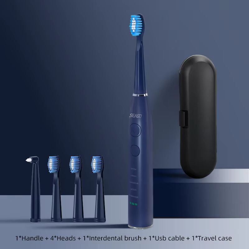 Seago Sonic Electric Toothbrush  USB Rechargeable With 360Day Battery  Travel Case 8