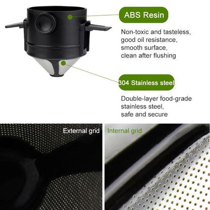 Portable Stainless Steel Reusable Coffee Funnel Tea Infuser Drip Filter 4
