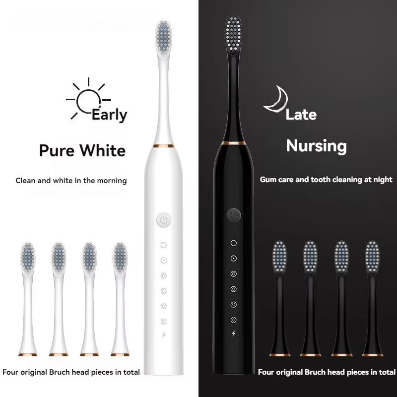 Universal Automatic Electric Toothbrush – Six-Speed Rechargeable with Soft Bristles for Adults & Children
