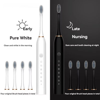 Universal Automatic Electric Toothbrush – Six-Speed Rechargeable with Soft Bristles for Adults & Children