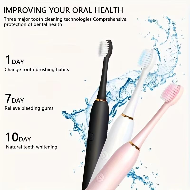 Universal Automatic Electric Toothbrush  SixSpeed Rechargeable With Soft Bristles For Adults  Child 1