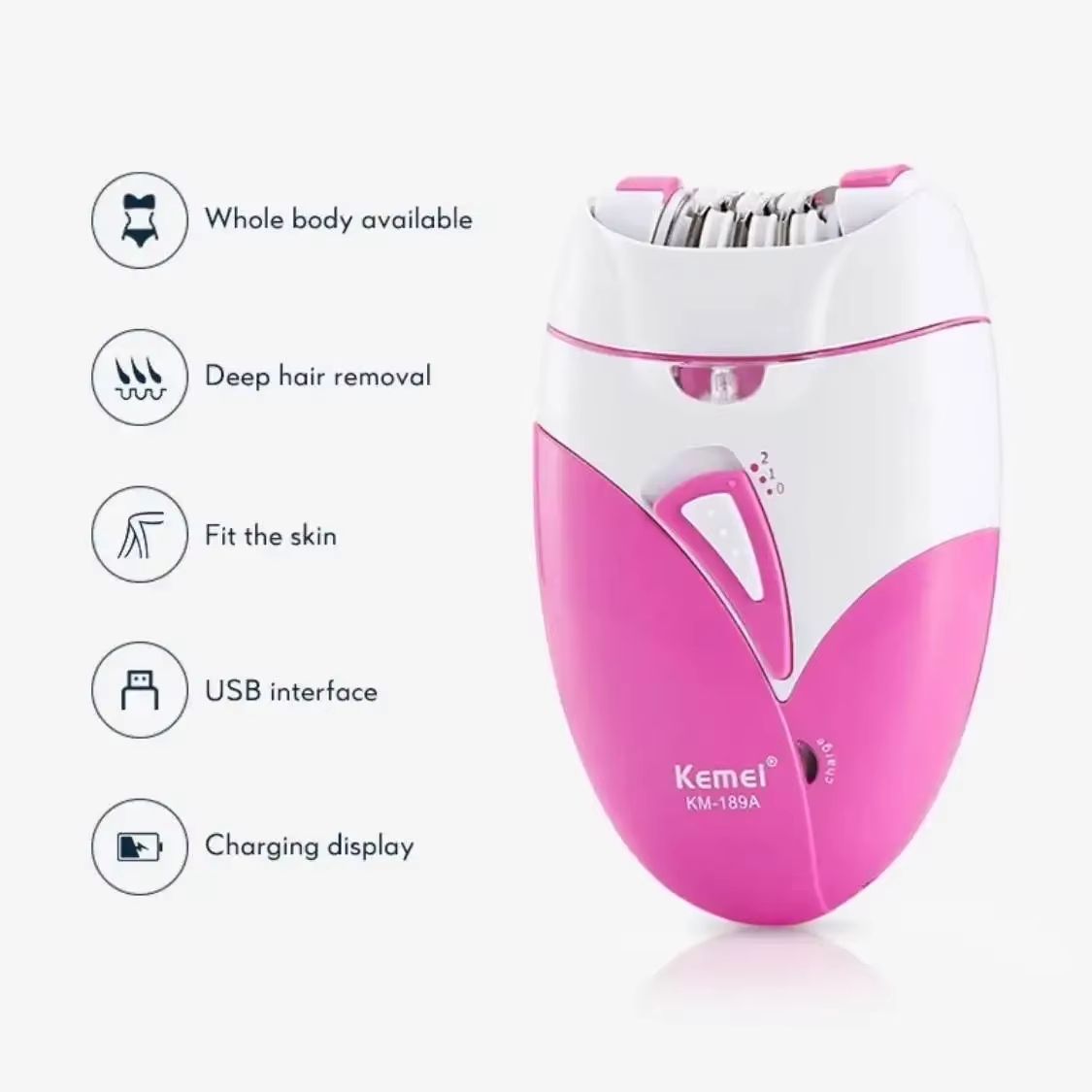 Kemei Womens Electric Epilator  2Speed Hair Remover For Face Body  Bikini 3
