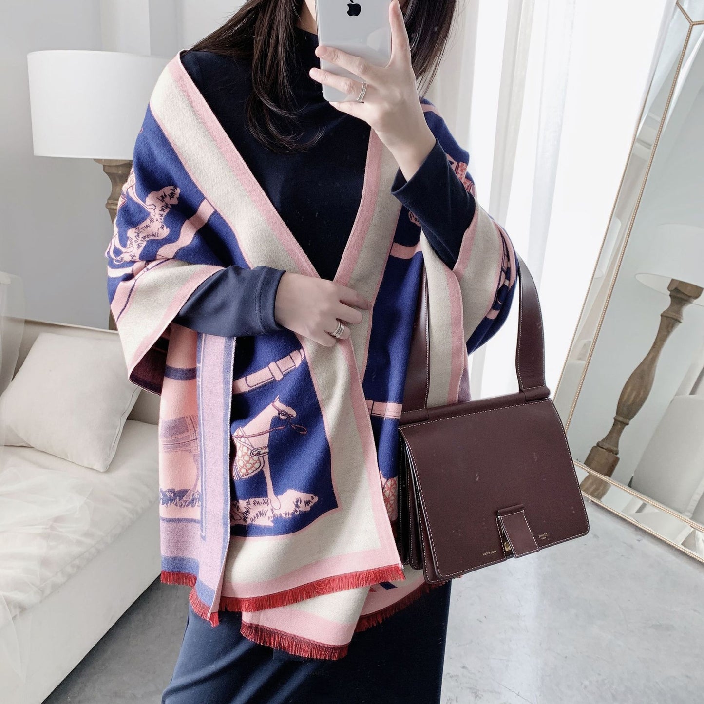 Luxury Horse Print Winter Cashmere Scarf Women Shawl Wrap Scarves Lady Thick Warm Blanket Gift Eleg 10