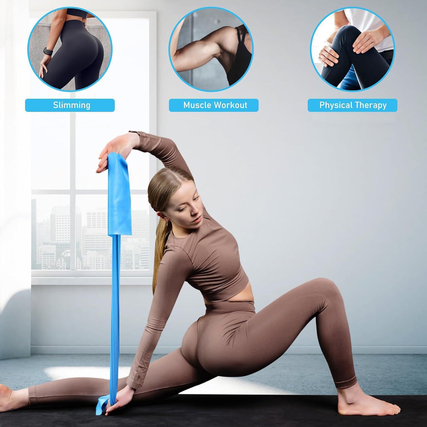 Long Training Stretch Bands For Physical Therapy Yoga Pilates Resistance Band Home Gym Lower Body S 2