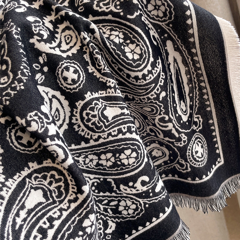 Fashion Cashmere Pashmina Scarf For Women Soft Thick Blanket Wrap Floral Winter Shawl Cozy Warm Buf 3
