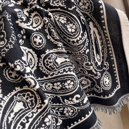 Fashion Cashmere Pashmina Scarf For Women Soft Thick Blanket Wrap Floral Winter Shawl Cozy Warm Buf 3