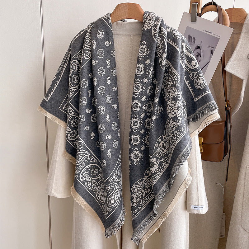 Fashion Cashmere Pashmina Scarf For Women Soft Thick Blanket Wrap Floral Winter Shawl Cozy Warm Buf 5
