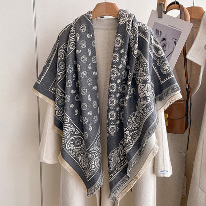 Fashion Cashmere Pashmina Scarf For Women Soft Thick Blanket Wrap Floral Winter Shawl Cozy Warm Buf 5