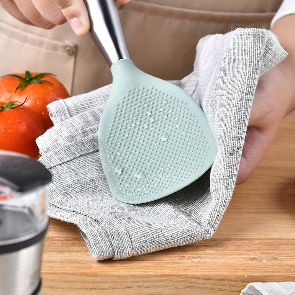 Professional Silicone Cooking Spoon,Heat Resistant Non Stick Utensil for Safe Stirring,Anti Scalding Design