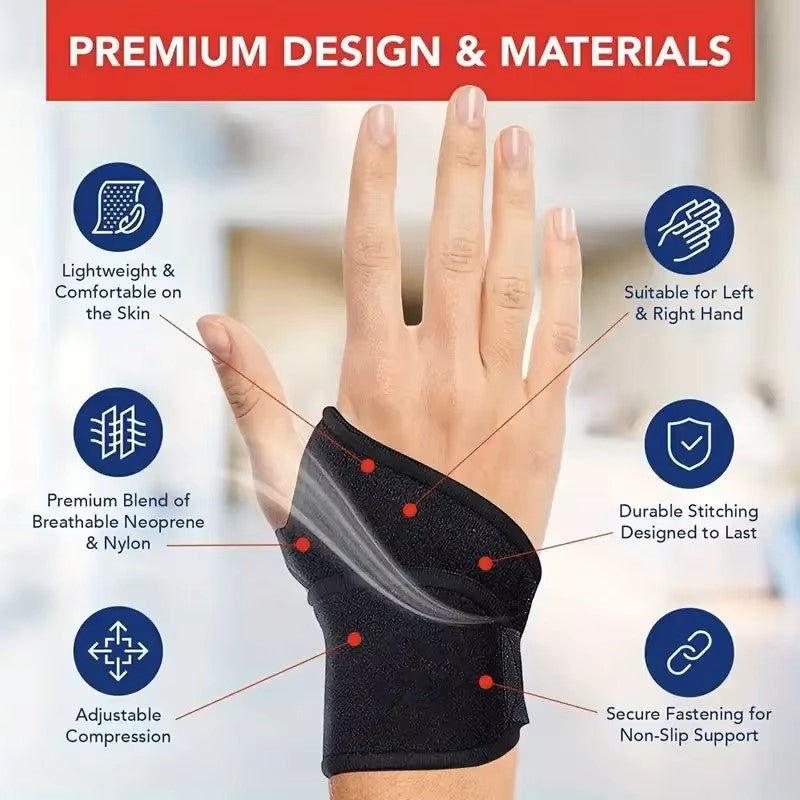 Wrist Support Band Adjustable Brace for Sports, Compressive Wrist Strap Wraps, Comfort Hand Relief
