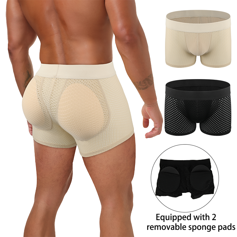 Mens Butt Enhancer Underwear Sexy Boxer Shorts With Removable Padded Hip Lifter Soft Shapewear  Hig