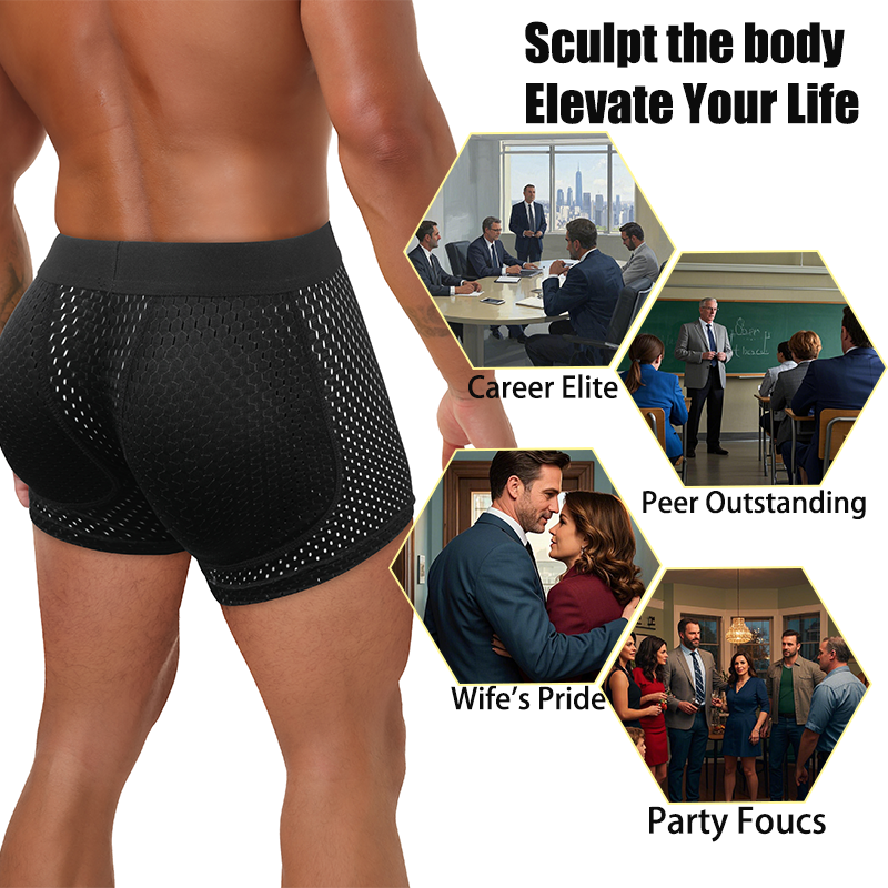 Mens Butt Enhancer Underwear Sexy Boxer Shorts With Removable Padded Hip Lifter Soft Shapewear  Hig