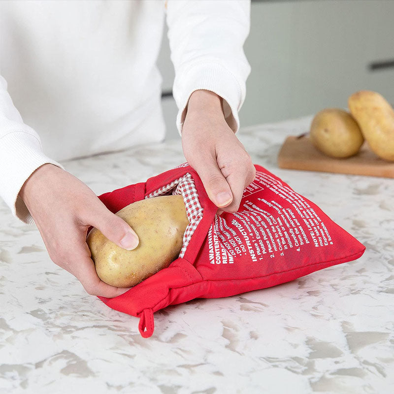 4Minute Microwave Potato Cooker Bag Reusable Red Pouch For Baking Perfect Potatoes Quickly Express  1