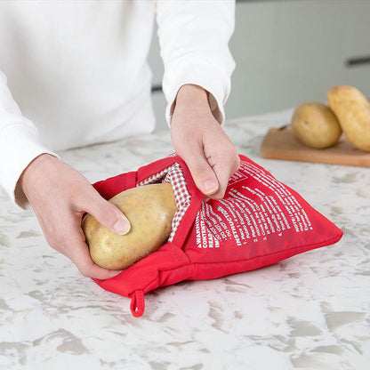 4Minute Microwave Potato Cooker Bag Reusable Red Pouch For Baking Perfect Potatoes Quickly Express  1