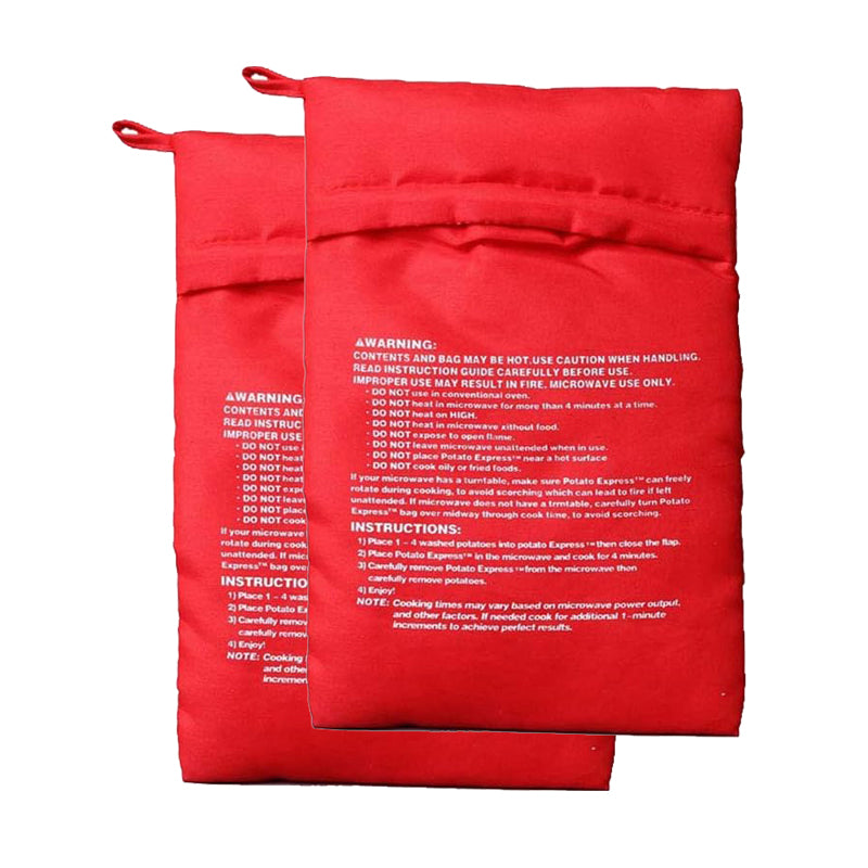 4Minute Microwave Potato Cooker Bag Reusable Red Pouch For Baking Perfect Potatoes Quickly Express  7