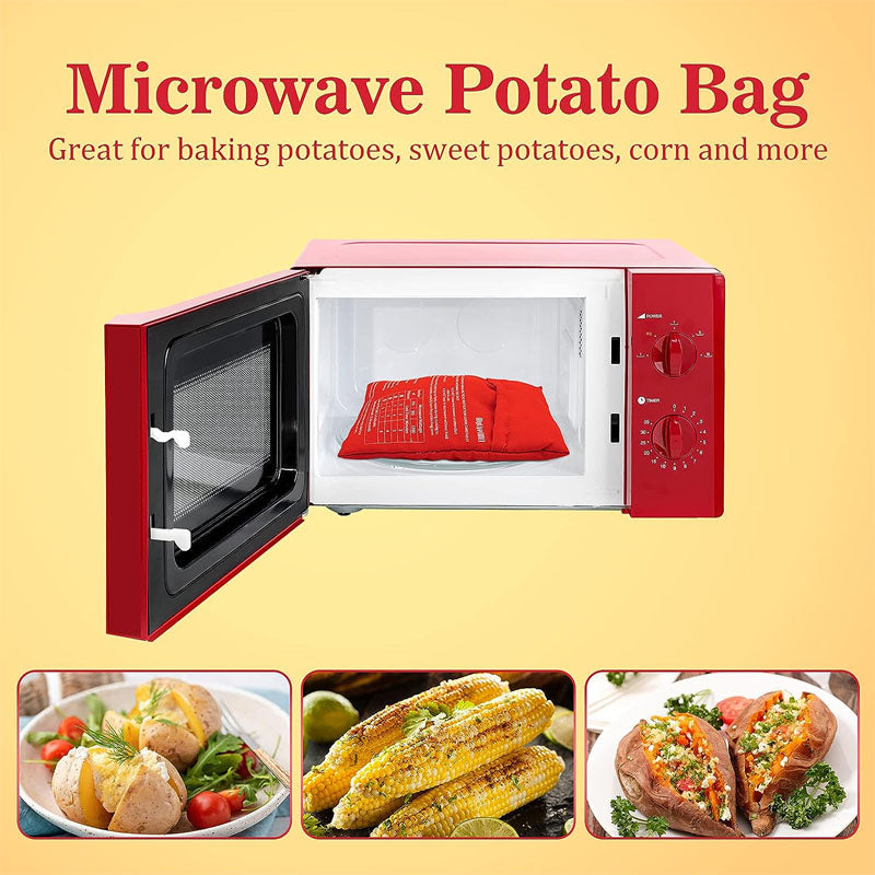 4Minute Microwave Potato Cooker Bag Reusable Red Pouch For Baking Perfect Potatoes Quickly Express  4