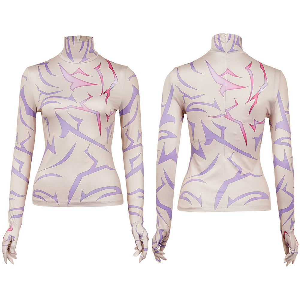 Demon Hunter of KPop Rumi Jinu Cosplay Tatto Tops Costume Unisex Disguise Devil Tattoo Undercoat Outfits Gloves Hallowee