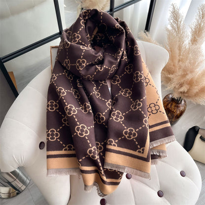 Luxury Cashmere Plaid Scarf For Women Winter Pashmina Shawls Warm Blanket Wraps Thick Brand Scarves 2