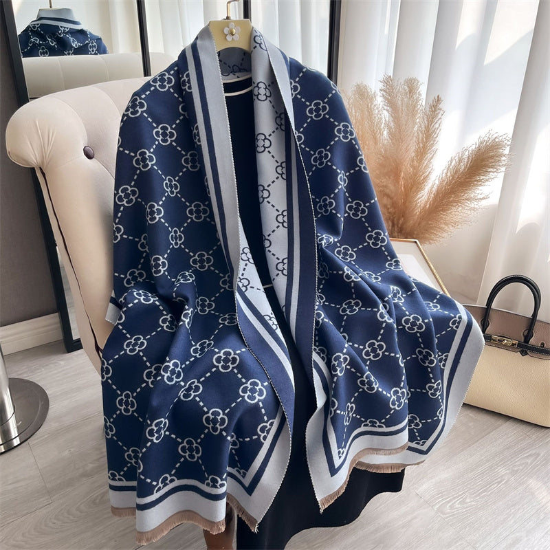 Luxury Cashmere Plaid Scarf For Women Winter Pashmina Shawls Warm Blanket Wraps Thick Brand Scarves 6
