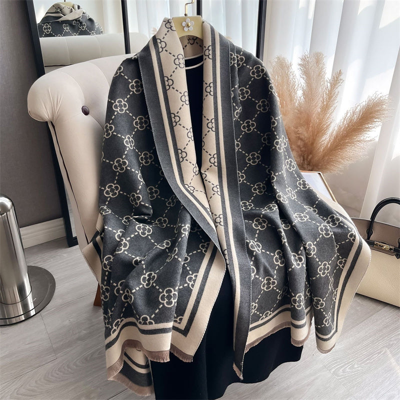 Luxury Cashmere Plaid Scarf For Women Winter Pashmina Shawls Warm Blanket Wraps Thick Brand Scarves 8