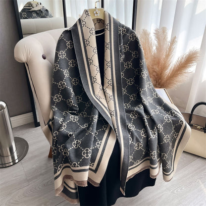 Luxury Cashmere Plaid Scarf For Women Winter Pashmina Shawls Warm Blanket Wraps Thick Brand Scarves 8