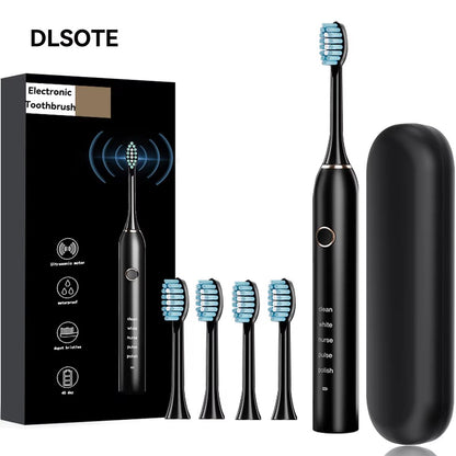 Rechargeable Sonic Electric Toothbrush – 5 Modes, 3 Intensities & 4 Replacement Heads