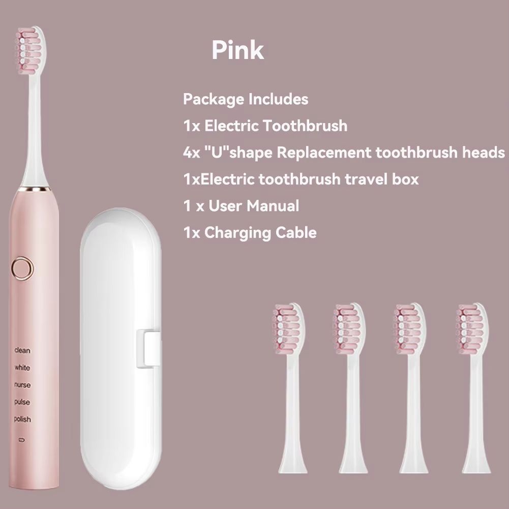 Rechargeable Sonic Electric Toothbrush  5 Modes 3 Intensities  4 Replacement Heads 11