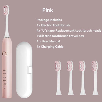 Rechargeable Sonic Electric Toothbrush  5 Modes 3 Intensities  4 Replacement Heads 11