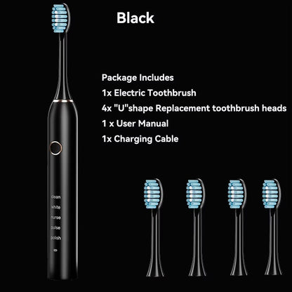 Rechargeable Sonic Electric Toothbrush  5 Modes 3 Intensities  4 Replacement Heads 8