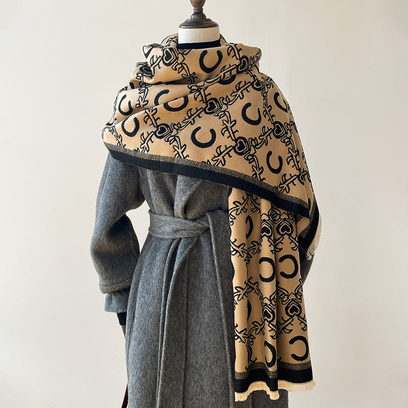 Womens Luxury Cashmere Scarf Winter Shawl, Thick Warm Paisley Print Blanket, Stylish Neckerchief, Elegant Bufanda