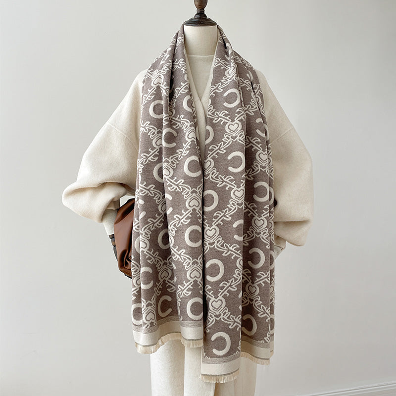 Womens Luxury Cashmere Scarf Winter Shawl, Thick Warm Paisley Print Blanket, Stylish Neckerchief, Elegant Bufanda