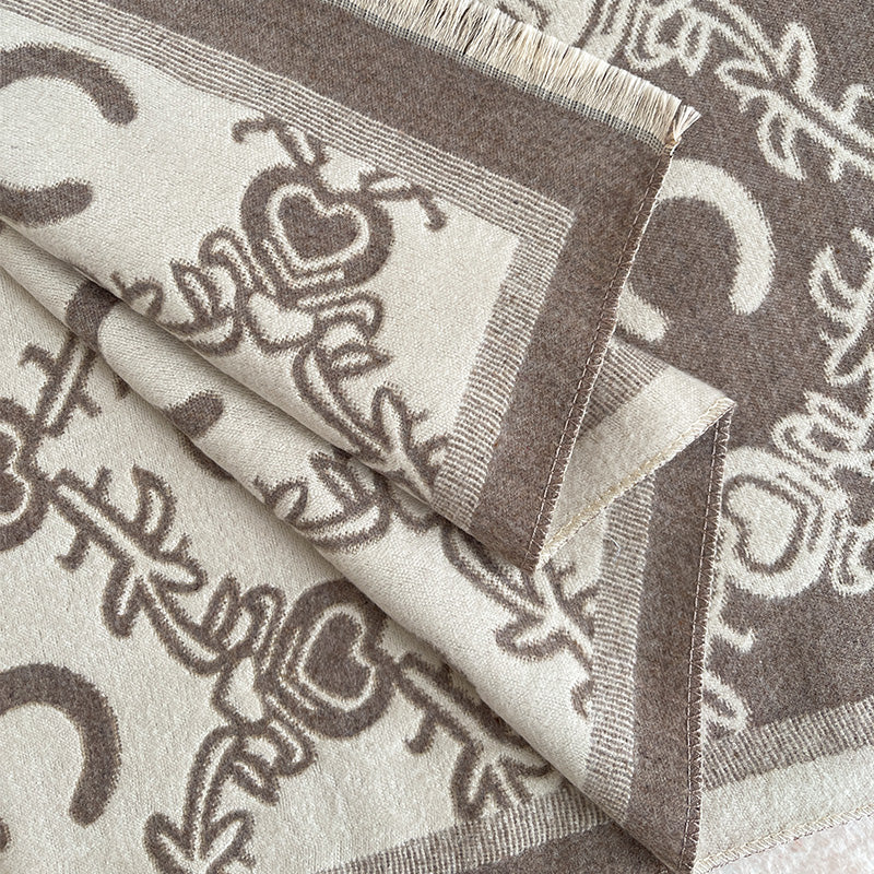 Womens Luxury Cashmere Scarf Winter Shawl, Thick Warm Paisley Print Blanket, Stylish Neckerchief, Elegant Bufanda
