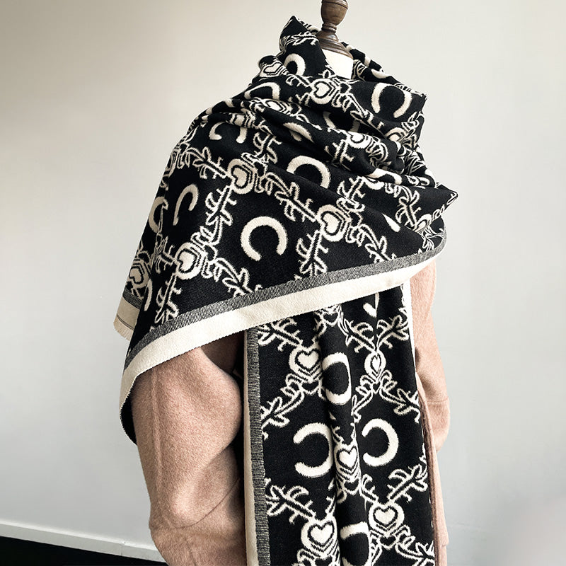 Womens Luxury Cashmere Scarf Winter Shawl, Thick Warm Paisley Print Blanket, Stylish Neckerchief, Elegant Bufanda