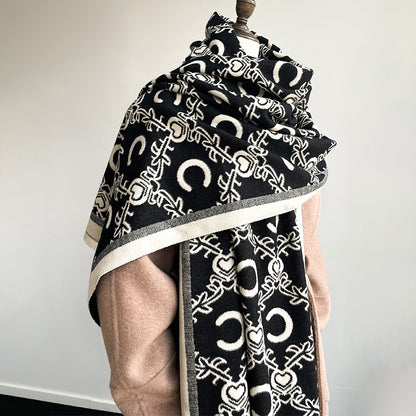 Womens Luxury Cashmere Scarf Winter Shawl, Thick Warm Paisley Print Blanket, Stylish Neckerchief, Elegant Bufanda