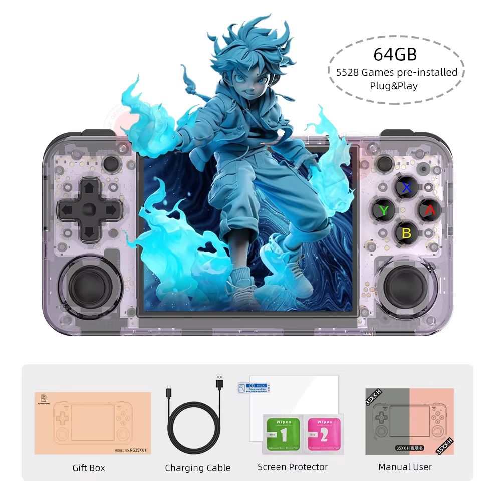 ANBERNIC RG35XX H Handheld Retro Game Console  35 IPS Screen 5000 Games  3300mAh Battery 10