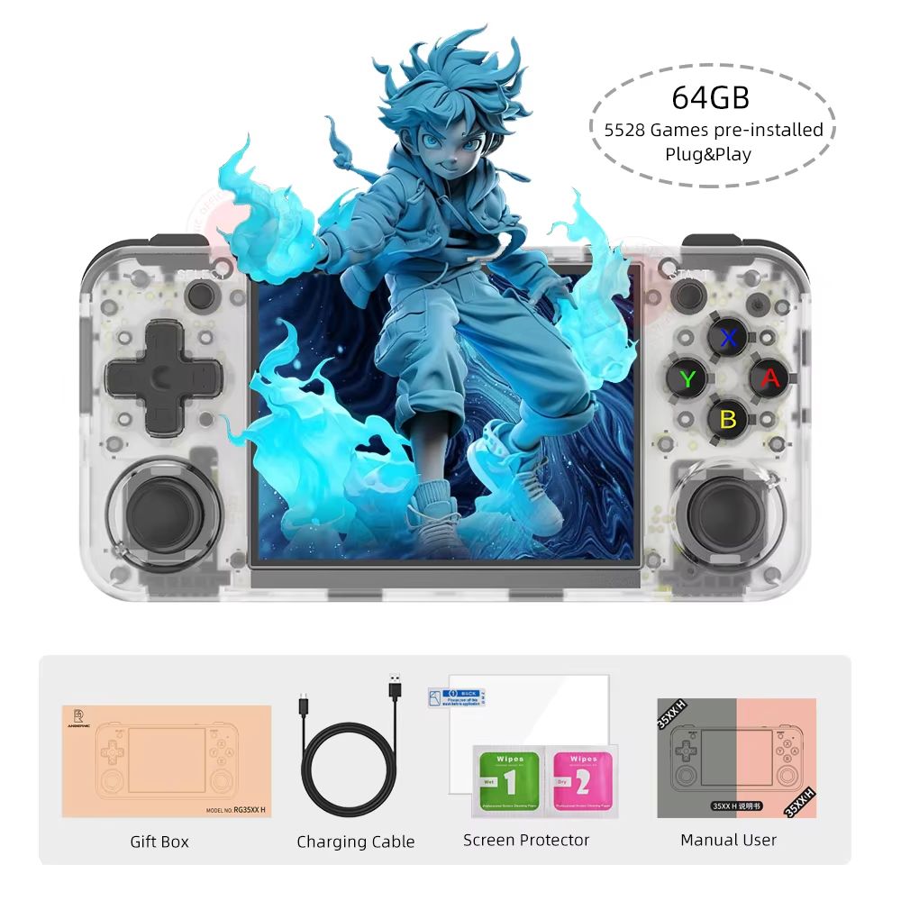 ANBERNIC RG35XX H Handheld Retro Game Console  35 IPS Screen 5000 Games  3300mAh Battery 11