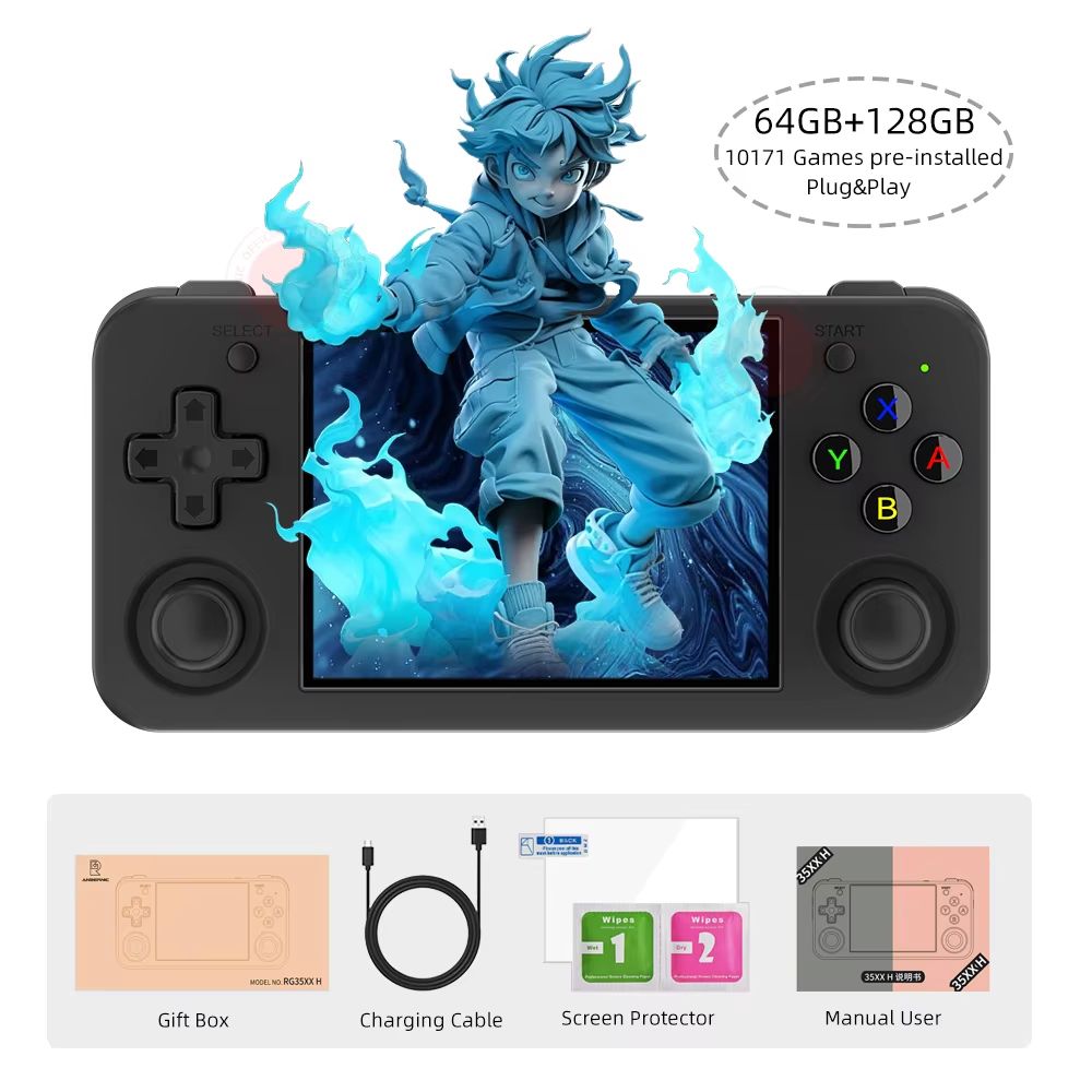 ANBERNIC RG35XX H Handheld Retro Game Console  35 IPS Screen 5000 Games  3300mAh Battery 12