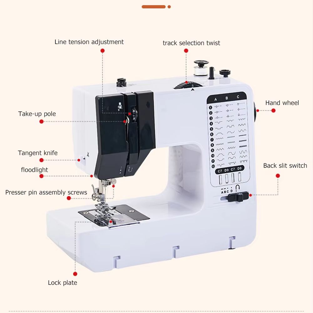 Portable Sewing Machine For Beginners  Compact Electric Repair Kit With 12 Stitches  Foot Pedal 2