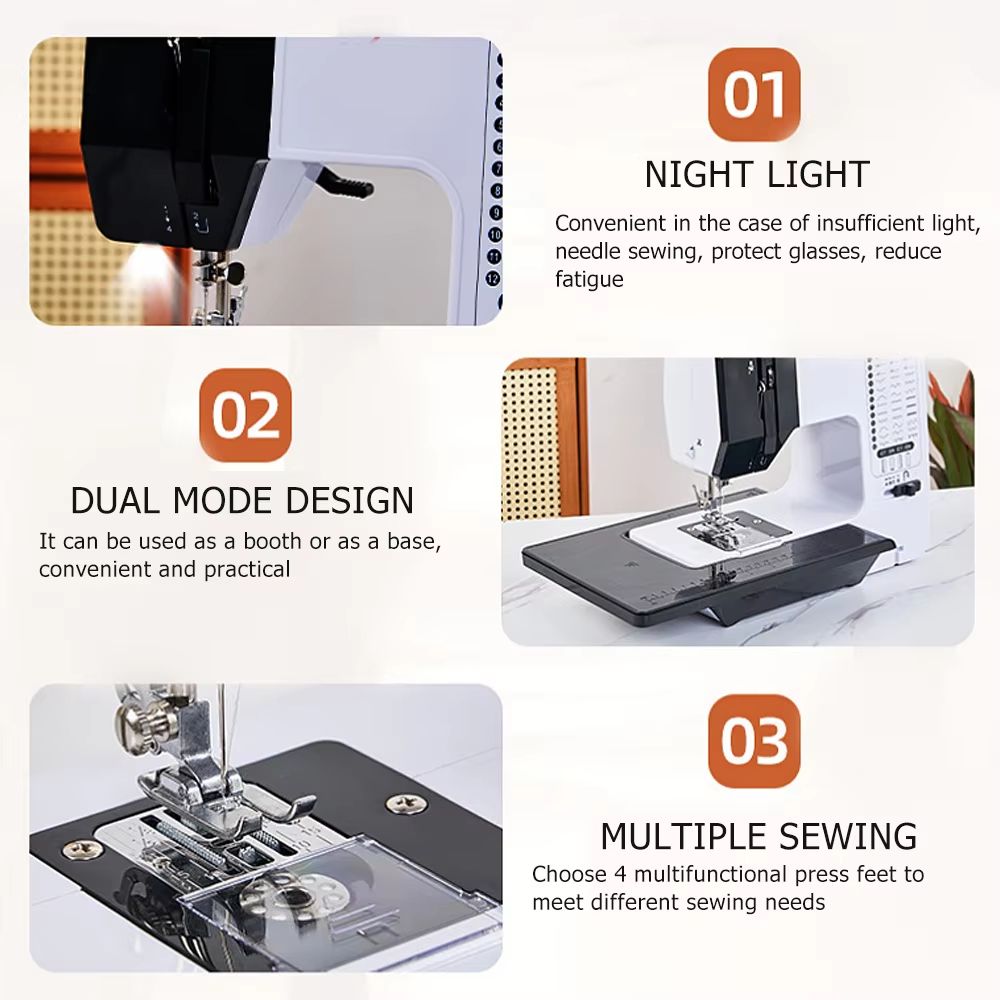 Portable Sewing Machine For Beginners  Compact Electric Repair Kit With 12 Stitches  Foot Pedal 5