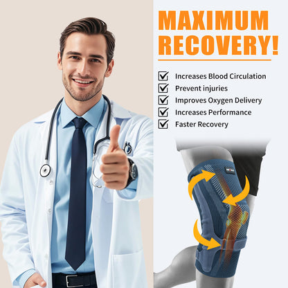 Running Sports Knee Brace with Patella Pad & Side Stabilizers, ACL/PCL Knee Compression Sleeve Support for Women and Men