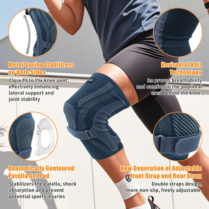 Running Sports Knee Brace with Patella Pad & Side Stabilizers, ACL/PCL Knee Compression Sleeve Support for Women and Men