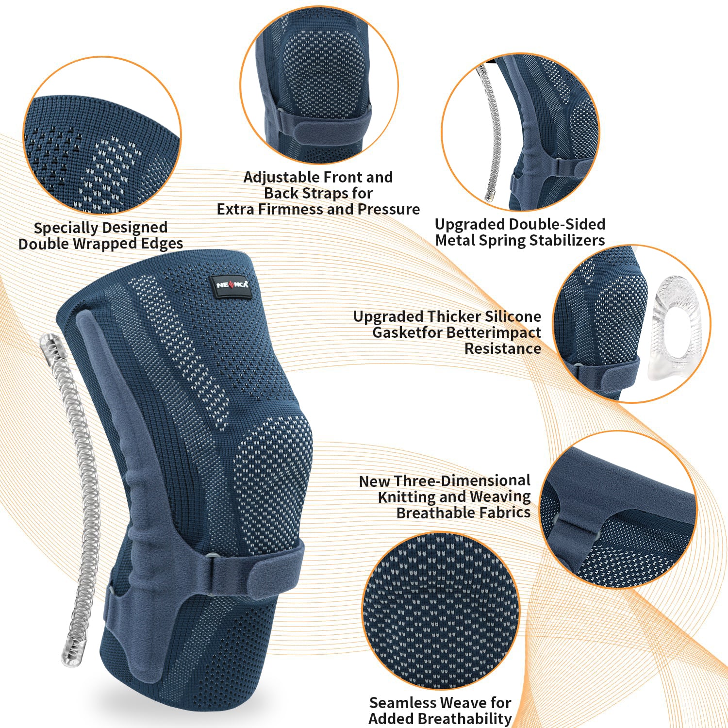 Running Sports Knee Brace with Patella Pad & Side Stabilizers, ACL/PCL Knee Compression Sleeve Support for Women and Men