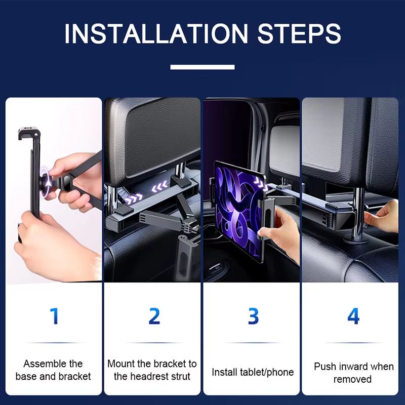 SEAMETAL Car Headrest Phone  Tablet Holder  Telescopic AntiShake Mount For 4129 Devices 5