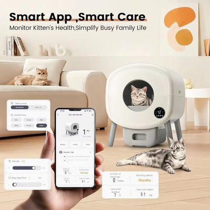 Extra Large SelfCleaning Litter Box  Automatic Cat Toilet With App Control OdorFree System  Ambient 5