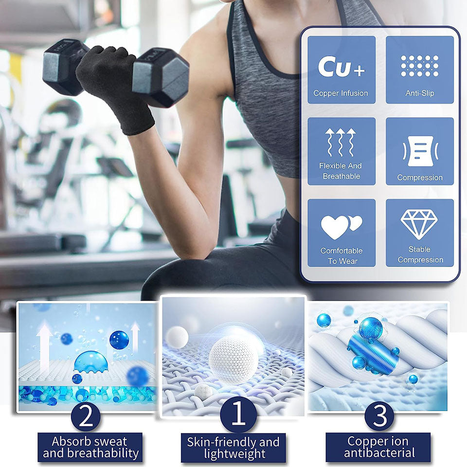 Fitness Compression Wristband Gloves For Arthritis Copper Wrist Support Rehabilitation Gloves Women 3