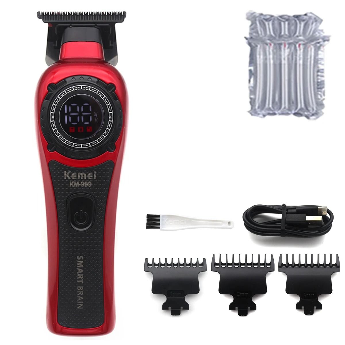 Cordless Hair Trimmer Professional T Blade LED Display Finishing Clipper 12