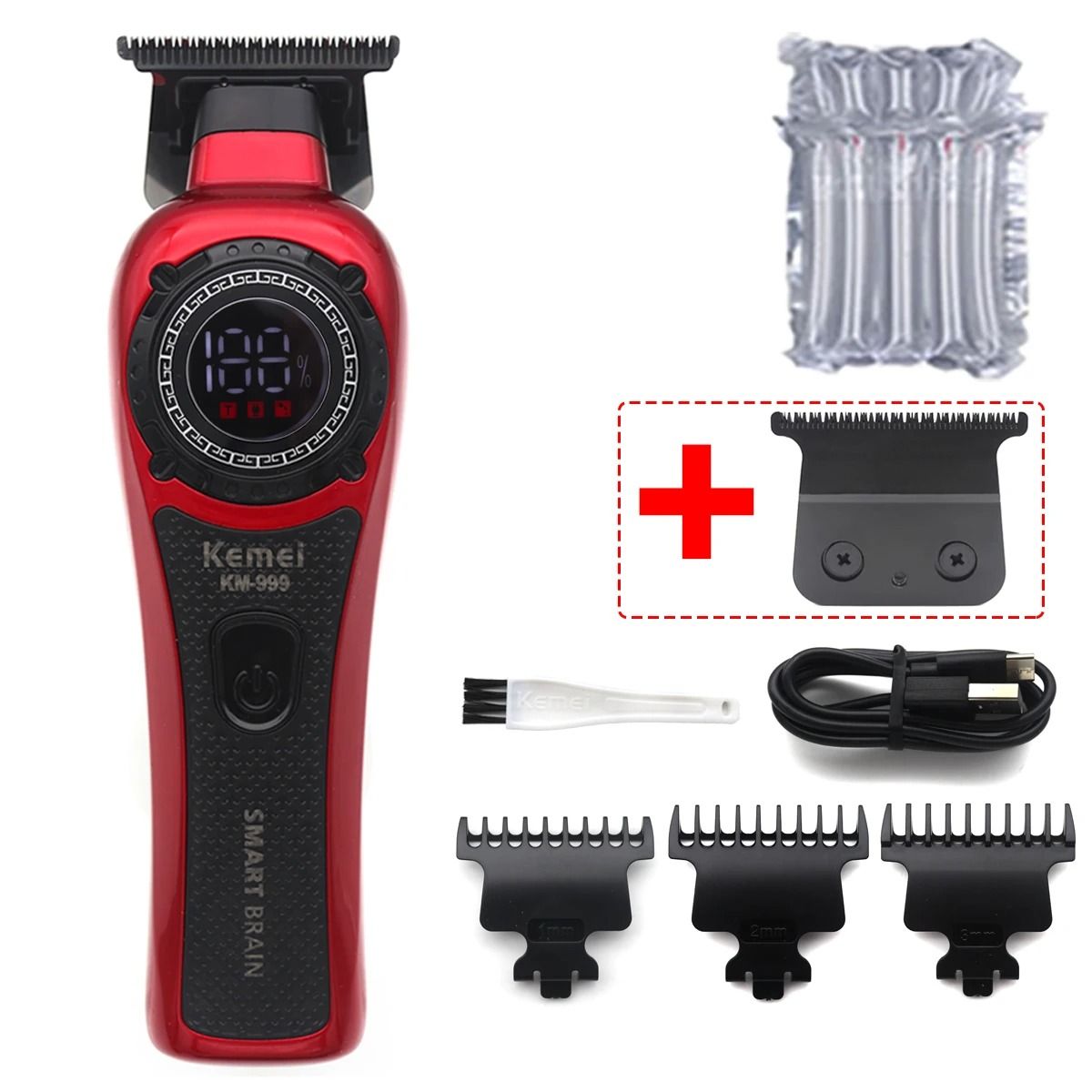 Cordless Hair Trimmer Professional T Blade LED Display Finishing Clipper 13